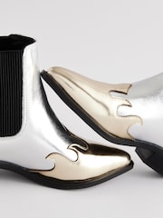 smALLSAINTS Silver Dellaware Pointed Leather Western Boots - Image 3 of 5