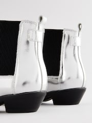 smALLSAINTS Silver Dellaware Pointed Leather Western Boots - Image 4 of 5