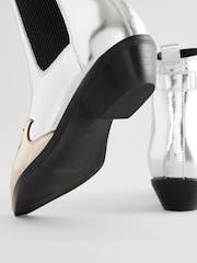 smALLSAINTS Silver Dellaware Pointed Leather Western Boots - Image 5 of 5