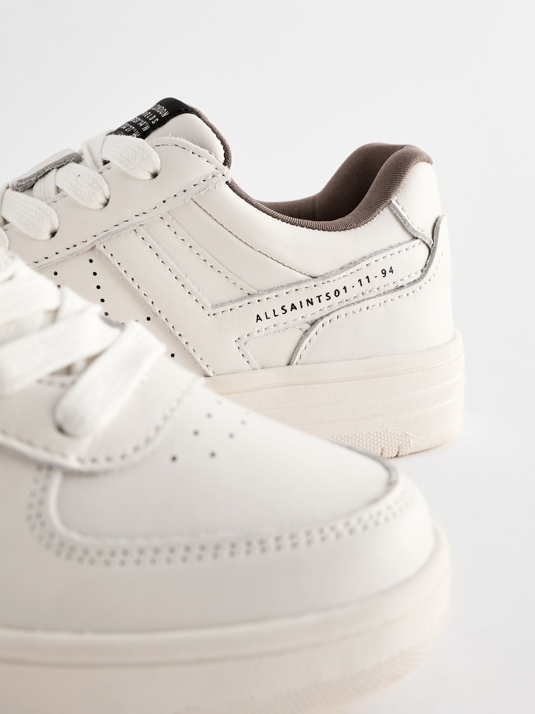 Buy smALLSAINTS White Vix Low Top Round Toe Leather Trainers from