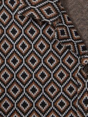 Reiss Tobacco Multi Grove 13-14 yrs Jacquard Cuban Collar Shirt - Image 4 of 4
