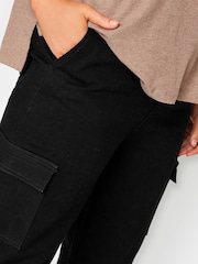 Yours Curve Black Multi Pocket Wide Cargo Trousers - Image 4 of 4