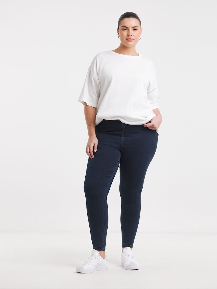 Simply Be Dark Blue High Waist Super Stretch Skinny Jeans - Image 1 of 4