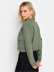 PixieGirl Petite Khaki Green Jersey Bomber Jacket - Image 3 of 4