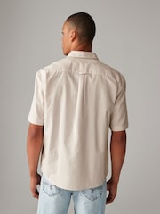 Natural 100% Cotton Stripe Short Sleeve Oxford Shirt - Image 3 of 7