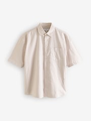 Natural 100% Cotton Stripe Short Sleeve Oxford Shirt - Image 5 of 7