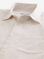 Natural 100% Cotton Stripe Short Sleeve Oxford Shirt - Image 6 of 7