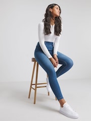 Simply Be Blue Skinny Pull-On Jeggings - Image 1 of 4