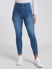 Simply Be Blue Skinny Pull-On Jeggings - Image 3 of 4