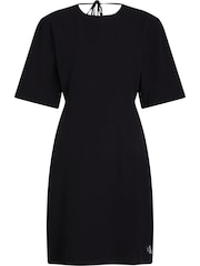 Calvin Klein Black Back Detail Seersucker Dress - Image 3 of 5