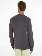 Calvin Klein Grey 100% Cotton Washed Badge Waffle T-Shirt - Image 2 of 2
