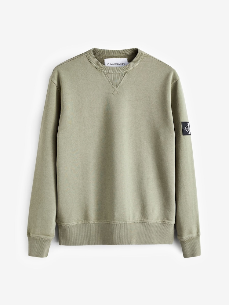 Calvin Klein 100% Baumwolle Pullover mit Rundhalsausschnitt und Badge - Bild 1 von 1