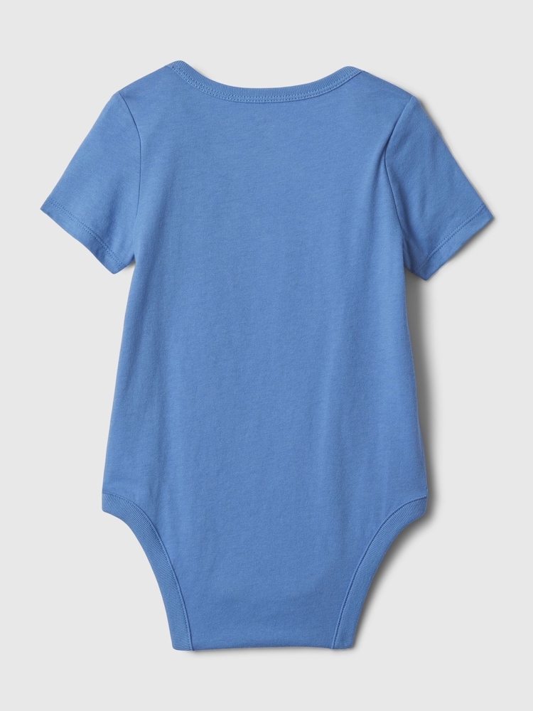 Gap Blue Embroidered Brannan Bear Pocket Short Sleeve Bodysuit (Newborn-24mths) - Image 2 of 3