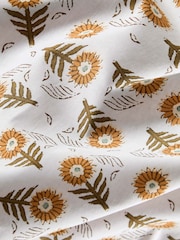 Yellow Ochre Reversible Woodblock Floral 100% Cotton Duvet Cover and Pillowcase Set - Image 5 of 6