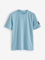 Calvin Klein Blue 100% Cotton Badge Crew Neck T-Shirt - Image 1 of 1