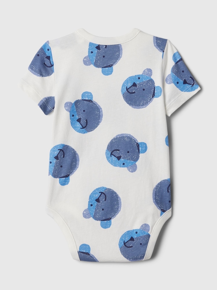 Gap White/Blue Brannan Bear Pocket Short Sleeve Bodysuit (Newborn-24mths) - Image 2 of 3 Gap White/Blue Brannan Bear Pocket Short Sleeve Bodysuit (Newborn-24mths) - Image 2 of 3