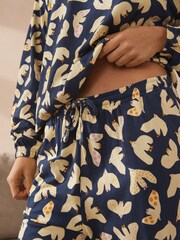 Navy Blue Birds 100% Cotton Long Sleeve Pyjamas - Image 3 of 7