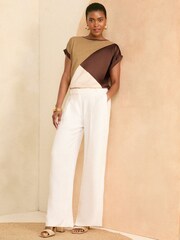 Love & Roses Brown Roll Sleeve T-Shirt - Image 2 of 4