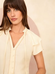 Love & Roses White Satin Ruffle Detail Blouse - Image 2 of 4