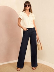 Love & Roses White Satin Ruffle Detail Blouse - Image 3 of 4