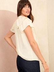 Love & Roses White Satin Ruffle Detail Blouse - Image 4 of 4