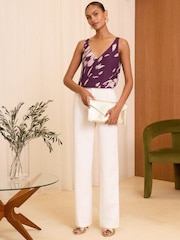 Love & Roses Berry Petite V Neck V Back Woven Vest - Image 3 of 4