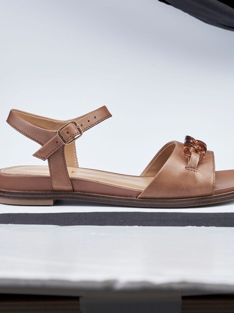 Hotter Tan Brown Wide Fit Modena Buckle Sandals - Image 4 of 4