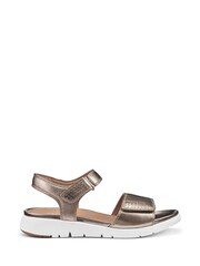 Hotter Gold Regular Fit Saunter Touch Buckle Fastener Sandals - Image 1 of 4