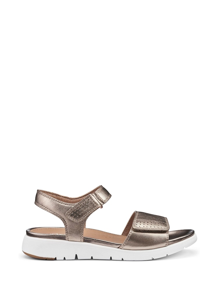 Hotter Gold Regular Fit Saunter Touch Buckle Fastener Sandals - Image 1 of 4