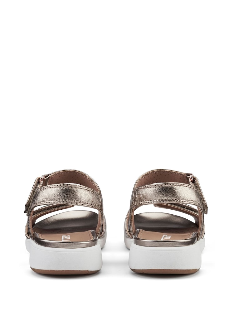 Hotter Gold Regular Fit Saunter Touch Buckle Fastener Sandals - Image 4 of 4