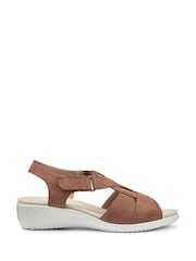 Hotter Tan Brown Wide Fit Isabelle Touch Fastening Sandals - Image 1 of 4