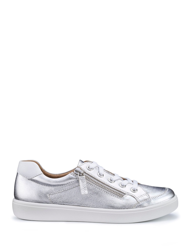 Hotter Silver Wide Fit Chase II Lace up / Zip Trainers - Image 1 of 4