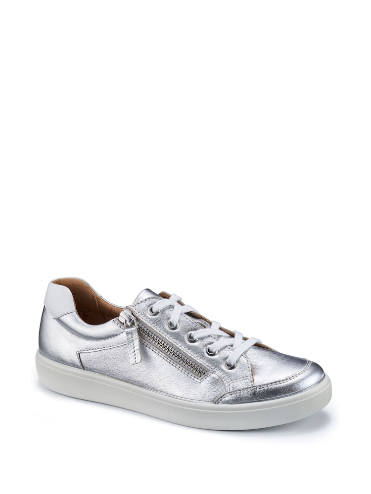 Hotter Silver Wide Fit Chase II Lace up / Zip Trainers - Image 2 of 4