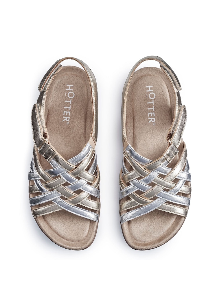 Hotter Gold Maple Touch Fastening Wide Fit Sandals - Image 4 of 4