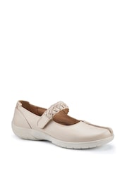 Hotter Cream Wide Fit Shake II Touch Fastening Leather Shoes - Image 2 of 4