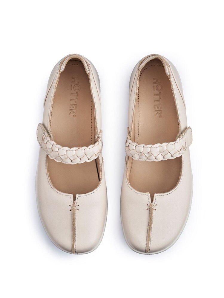 Hotter Cream Wide Fit Shake II Touch Fastening Leather Shoes - Image 3 of 4