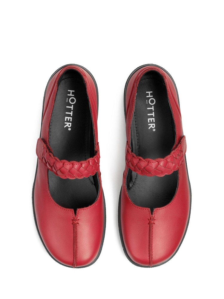 Hotter Red Wide Fit Shake II Touch Fastening Leather Shoes - Image 3 of 4