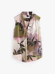 Green Patch Print V-Neck Sleeveless Blouse - Image 5 of 6