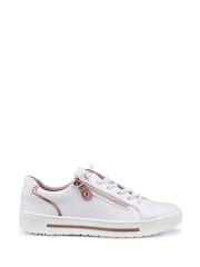 Hotter White Standard Fit Leo Lace-Up/Side Zip Trainers - Image 1 of 4