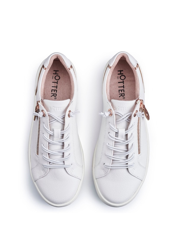 Buy Hotter White Standard Fit Leo Lace-Up/Side Zip Trainers from
