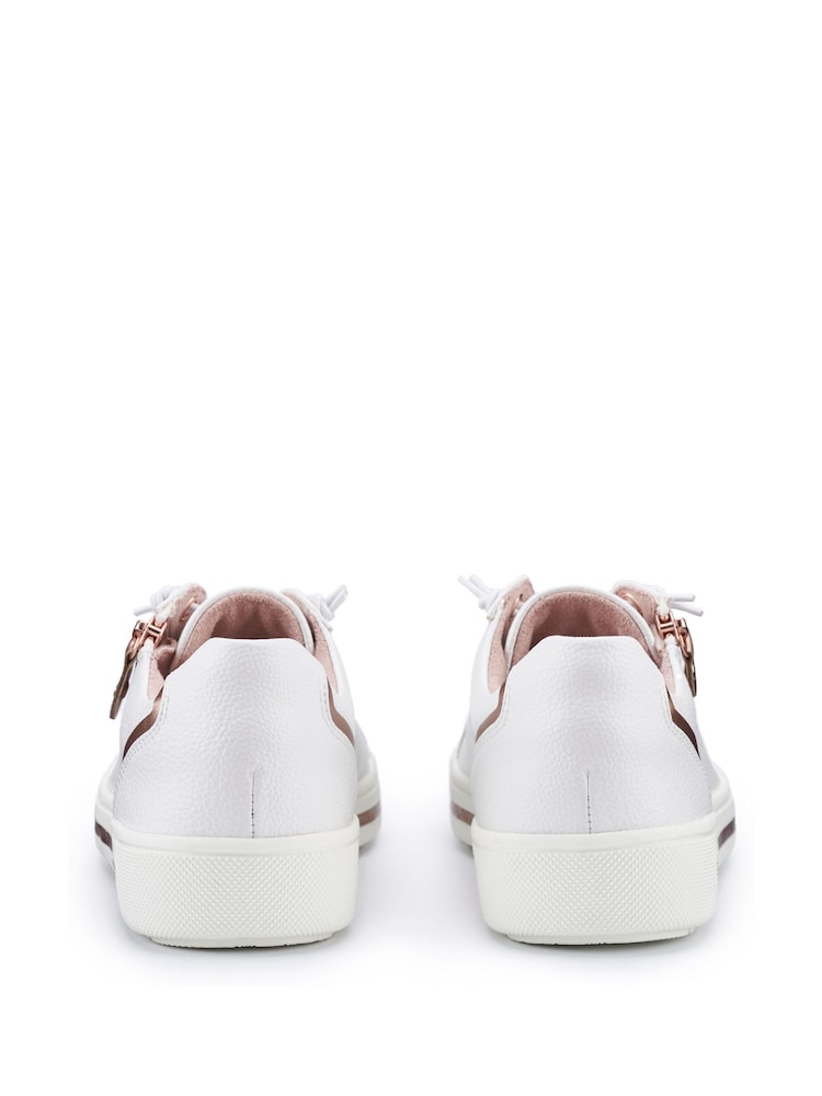 Hotter White Standard Fit Leo Lace-Up/Side Zip Trainers - Image 4 of 4