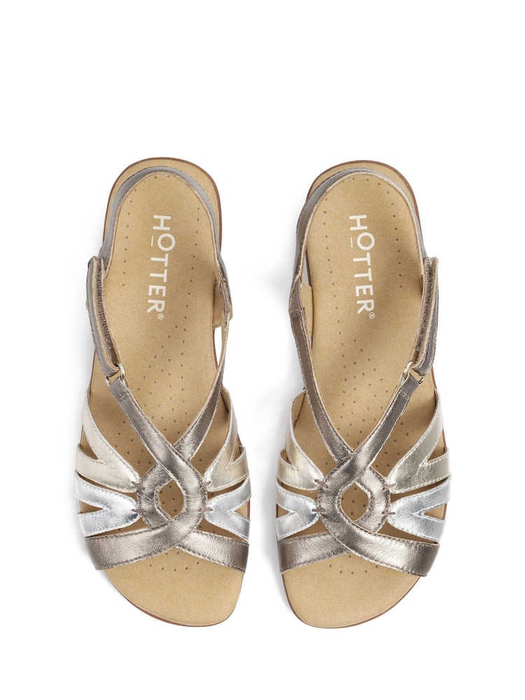 Hotter Silver Flare Touch Fastening Sandals - Image 4 of 4