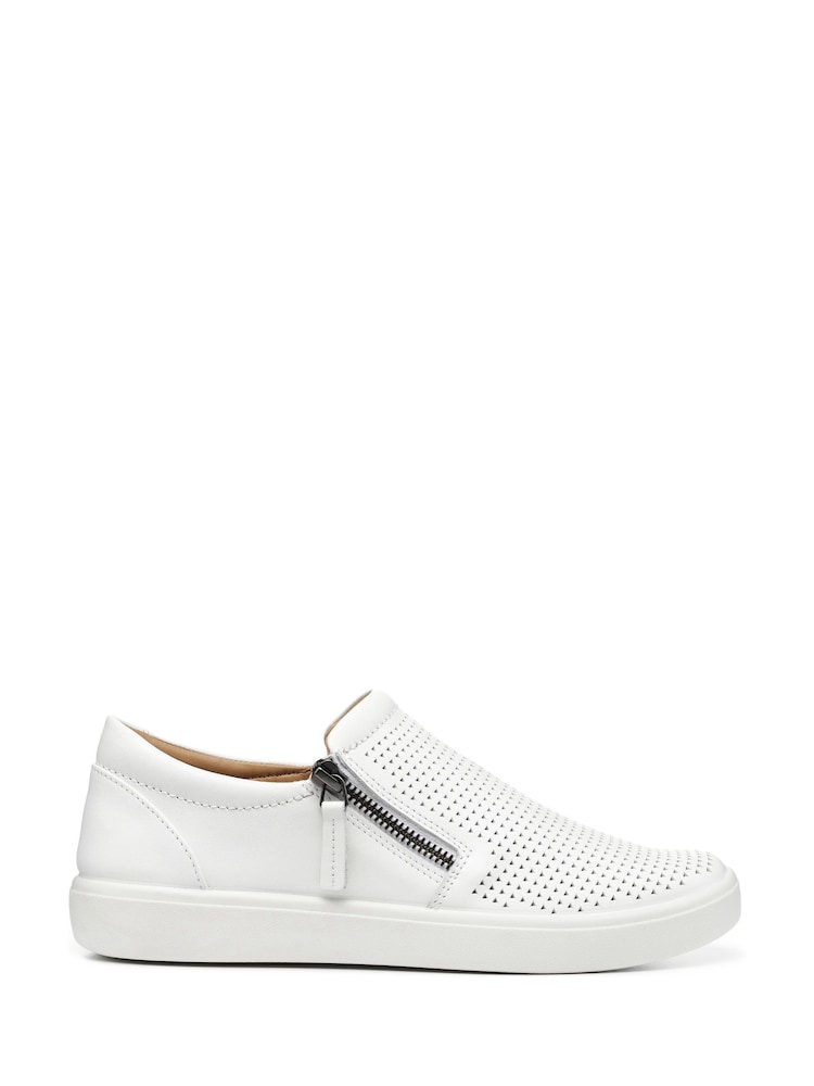 Hotter White Extra Wide Fit Daisy Slip-On Zip Shoes - Image 1 of 4