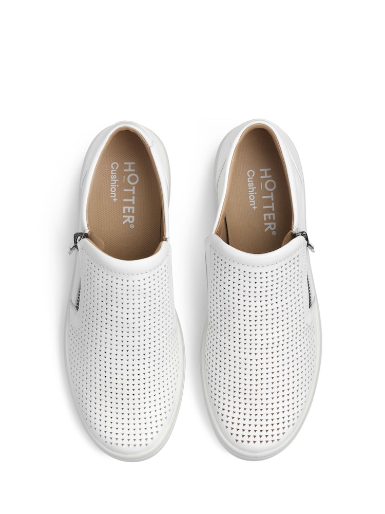 Hotter White Extra Wide Fit Daisy Slip-On Zip Shoes - Image 4 of 4