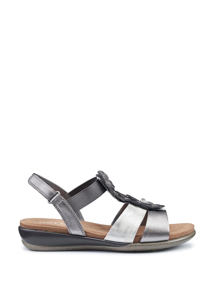 Hotter Silver Pamplona Touch Fastening Regular Fit Sandals - Image 1 of 4