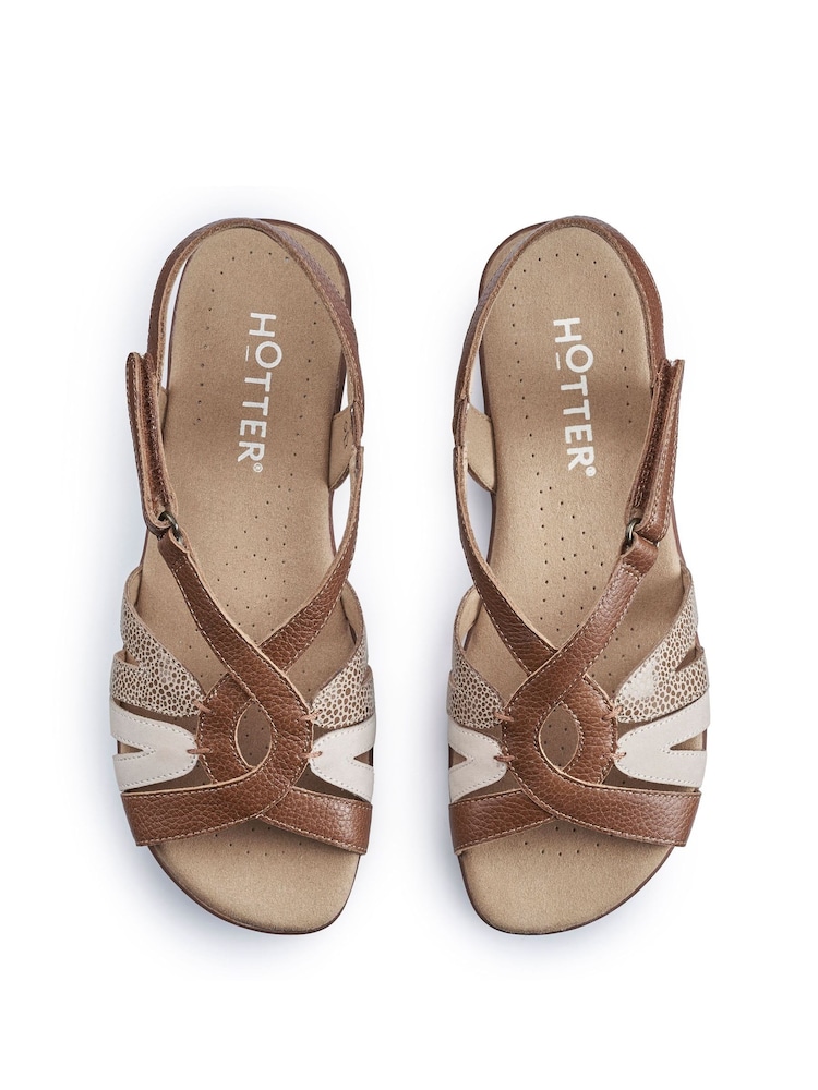 Hotter Brown Flare Touch Fastening Wide Fit Sandals - Image 4 of 4