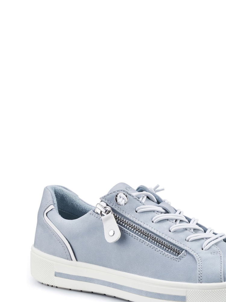 Hotter Pale Blue Wide Fit Leo Lace-Up/Side Zip Trainers - Image 2 of 4