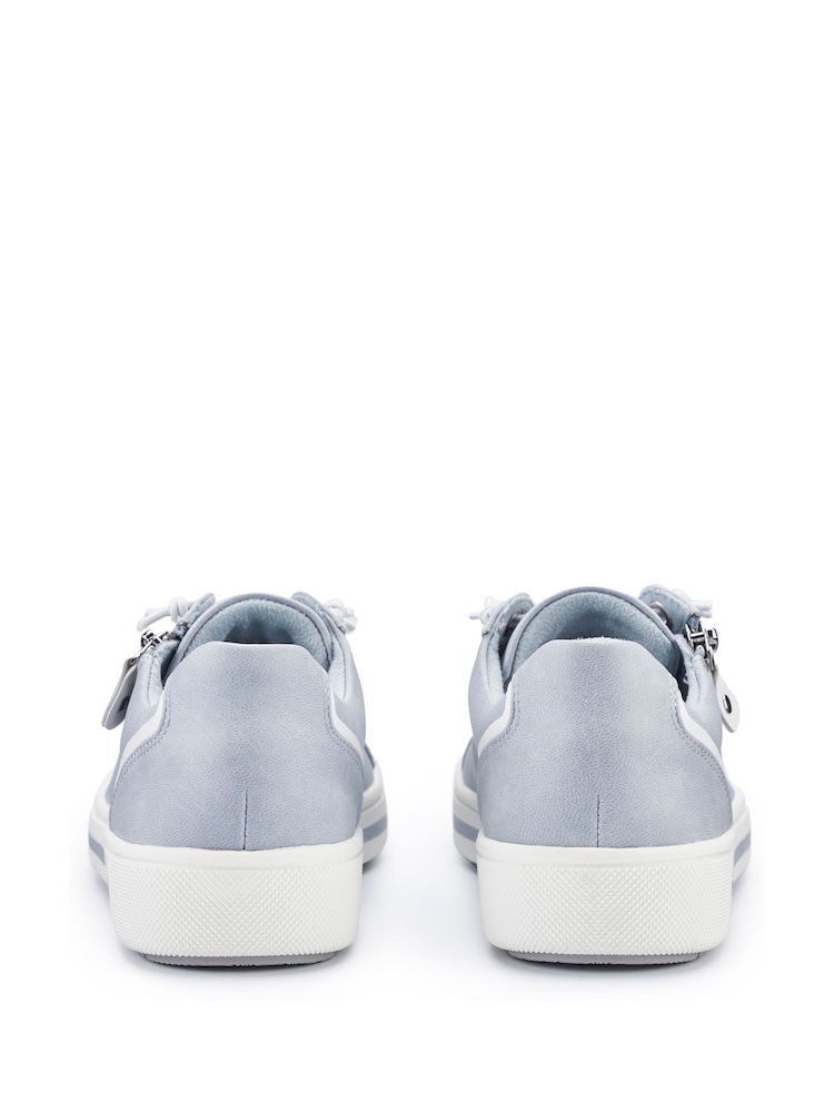 Hotter Pale Blue Wide Fit Leo Lace-Up/Side Zip Trainers - Image 4 of 4