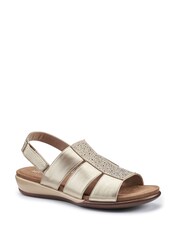 Hotter Gold Madrid Touch Fastening Sandals - Image 2 of 4