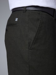 Khaki Green Soft Touch Belted Textured Stretch Chinos Trousers - Image 6 of 11